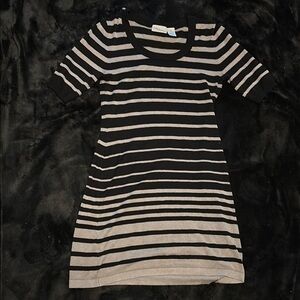 Black and Beige Striped Dress